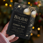 Elegantes Black & Gold Holiday Office Party Einladung