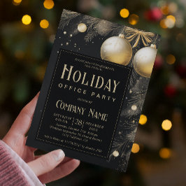 Elegantes Black & Gold Holiday Office Party Einladung