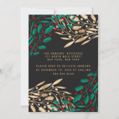 Elegantes Black Gold Holly Berry Blätter Einladung (Rückseite)