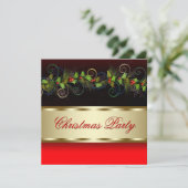 Elegantes Black Gold Holly Corporate Weihnachts-Pa Einladung (Stehend Vorderseite)