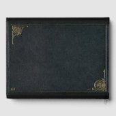 Elegantes Black Gold Imitats Leather Wedding Gäste Gästebuch (Rückseite)