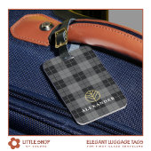 Elegantes Black Gold Kariert Tartan Monogram Gepäckanhänger