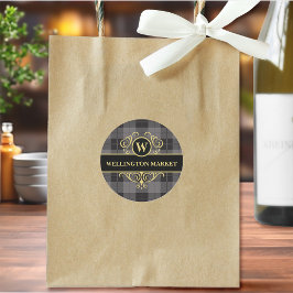 Elegantes Black Gold Kariertes Mit Monogramm Gesch Etiketten