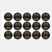 Elegantes Black Gold Kariertes Mit Monogramm Gesch Etiketten (Blatt)