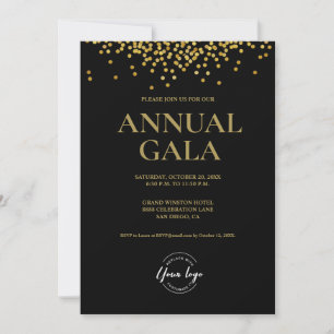 Elegantes Black Gold Konfetti Logo Gala Corporate Einladung