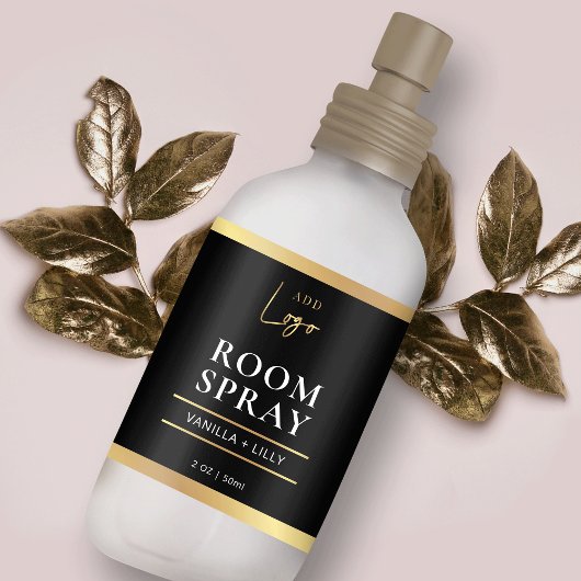 Elegantes Black & Gold-Label mit modernem Raum-Neb