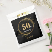 Elegantes Black Gold Leaf 50. Hochzeitstag Geschenktütchen (Versiegelt)