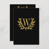 Elegantes Black Gold Leaf Moderne schicke Hochzeit Dankeskarte (Vorne/Hinten)