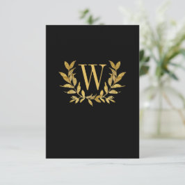 Elegantes Black Gold Leaf Moderne schicke Hochzeit Dankeskarte