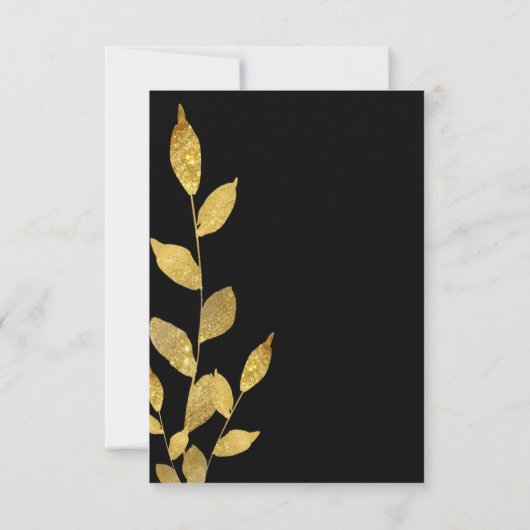 Elegantes Black Gold Leaf Modernes Minimalistische Save The Date (Rückseite)