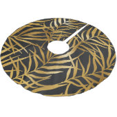 Elegantes Black Gold Leaf Muster Chic Weihnachten Polyester Weihnachtsbaumdecke (Schrägansicht)