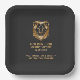 Elegantes Black Gold Lion Luxe Business Logo Pappteller