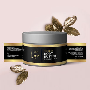Elegantes Black Gold Logo Cosmetic Jar Wrapper Lab Wasserflaschenetikett
