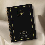 Elegantes Black & Gold Logo Custom Business 2025 Planer<br><div class="desc">Mit diesem eleganten Black & Gold Business Logo 2025 Planner bleibe mit einem individuellen Markenplaner organisiert und auf Marke. Mit einem modernen Goldrahmen aus Imitat und Platz für Ihr Firmenlogo, Ihren Firmennamen und Ihren eigenen Text. Einfaches, aber elegantes Planertagebuch, das Ihnen bleibe - perfekt für Schönheitsprofis, Salonbesitzer, echte Anwesen-Agent, Notar...</div>