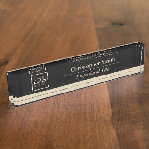 Elegantes Black Gold-Logo Namensplakette