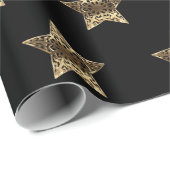 Elegantes Black Gold Look Weihnachtsstars Muster Geschenkpapier (Rolleneckpunkt)