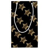 Elegantes Black Gold Look Weihnachtsstars Muster Kleine Geschenktüte (Rückseite)