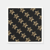 Elegantes Black Gold Look Weihnachtsstars Muster Serviette (Vorderseite)