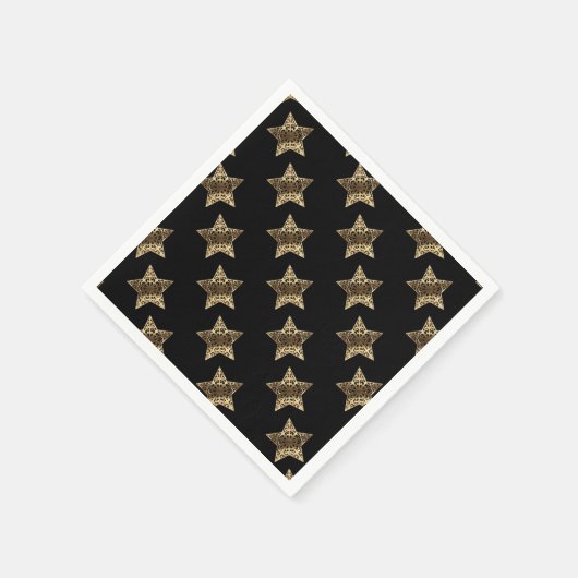 Elegantes Black Gold Look Weihnachtsstars Muster Serviette (Ecke)