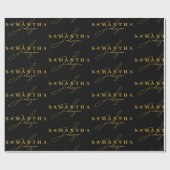 Elegantes Black & Gold Luxury Signature Script Geschenkpapier (Flach)
