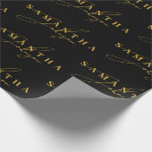 Elegantes Black & Gold Luxury Signature Script Geschenkpapier (Ecke)