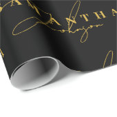 Elegantes Black & Gold Luxury Signature Script Geschenkpapier (Rolleneckpunkt)