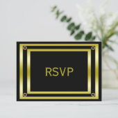 Elegantes Black & Gold Man-UAWG RSVP Karte (Stehend Vorderseite)