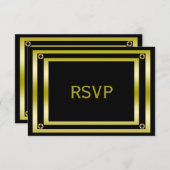 Elegantes Black & Gold Man-UAWG RSVP Karte (Vorne/Hinten)