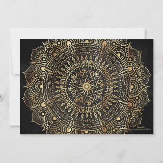 Elegantes Black Gold Mandala Blumendesign (Rückseite)