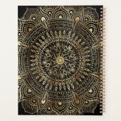 Elegantes Black Gold Mandala Blumendesign Planer (Rückseite)