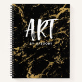 Elegantes Black Gold Marble Sketchbook Notizblock (Vorderseite)