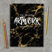 Elegantes Black Gold Marble Sketchbook Notizblock