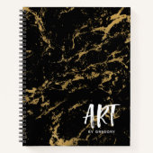 Elegantes Black Gold Marble Sketchbook Notizblock (Vorderseite)