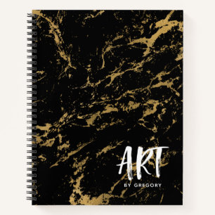 Elegantes Black Gold Marble Sketchbook Notizblock