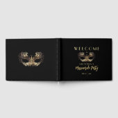 Elegantes Black Gold Masquerade Party Geburtstag Gästebuch (Voll)