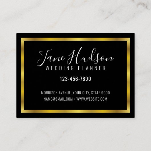 Elegantes Black Gold Minimalistisch Editable 3.5x2 Visitenkarte (Rückseite)