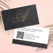 Elegantes Black Gold Mit Monogramm Luxe Leather Visitenkarte