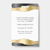 Elegantes Black & Gold Mitarbeiter Foto Ausweis (Rückseite)