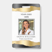 Elegantes Black & Gold Mitarbeiter Foto Ausweis (Vorderseite)