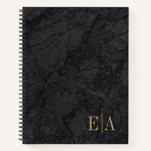 Elegantes Black Gold Monogram ErstNotebook Notizblock (Vorderseite)