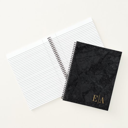 Elegantes Black Gold Monogram ErstNotebook Notizblock (Innenseite)