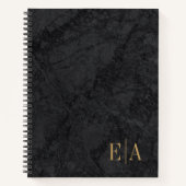 Elegantes Black Gold Monogram ErstNotebook Notizblock (Vorderseite)