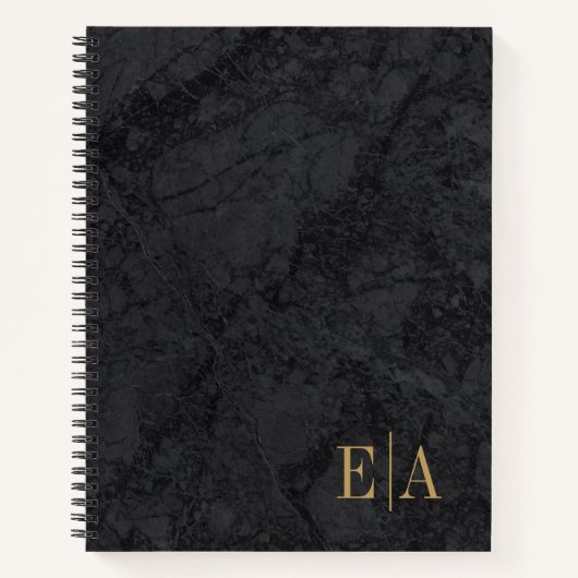 Elegantes Black Gold Monogram ErstNotebook Notizblock (Vorderseite)