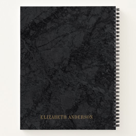 Elegantes Black Gold Monogram ErstNotebook Notizblock (Rückseite)