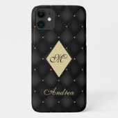 Elegantes Black Gold Monogram gespielt Case-Mate iPhone Hülle (Rückseite)