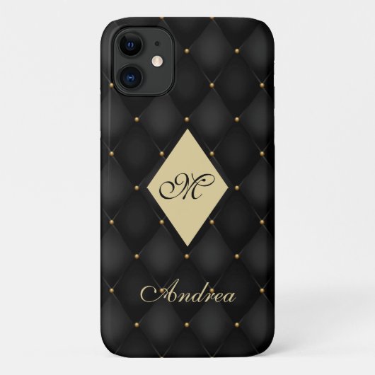Elegantes Black Gold Monogram gespielt Case-Mate iPhone Hülle (Rückseite)