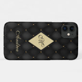 Elegantes Black Gold Monogram gespielt Case-Mate iPhone Hülle (Rückseite (Horizontal))