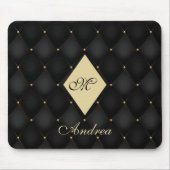 Elegantes Black Gold Monogram gespielt Mousepad (Vorne)