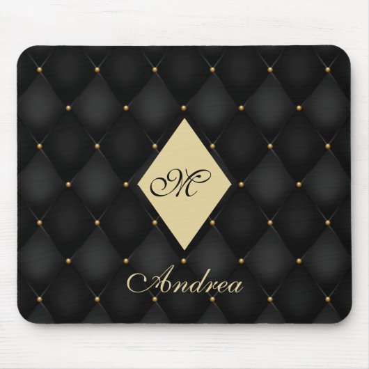 Elegantes Black Gold Monogram gespielt Mousepad (Vorne)
