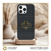 Elegantes Black Gold Monogram Glen Kariert Case-Mate iPhone Hülle